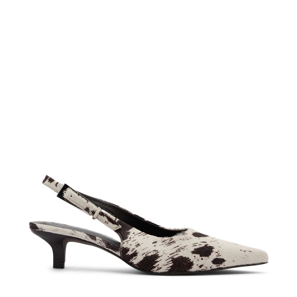 Cow print slingback pumps
