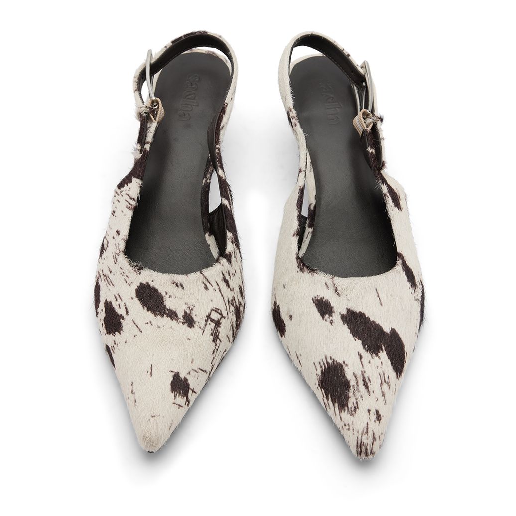 Cow print slingback pumps