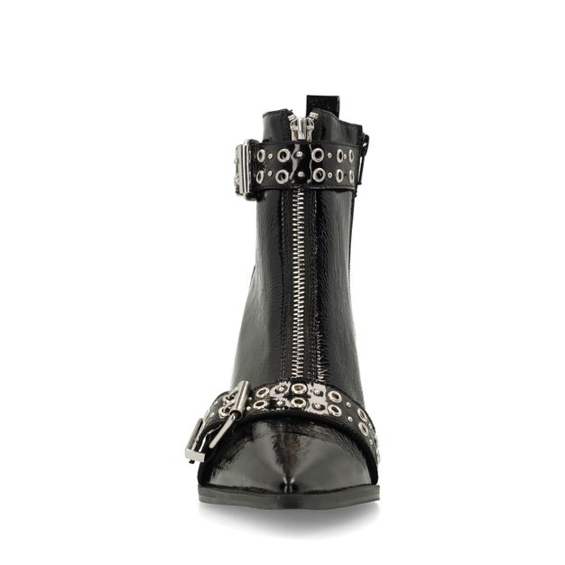 Bottines en cuir verni avec boucles - noir