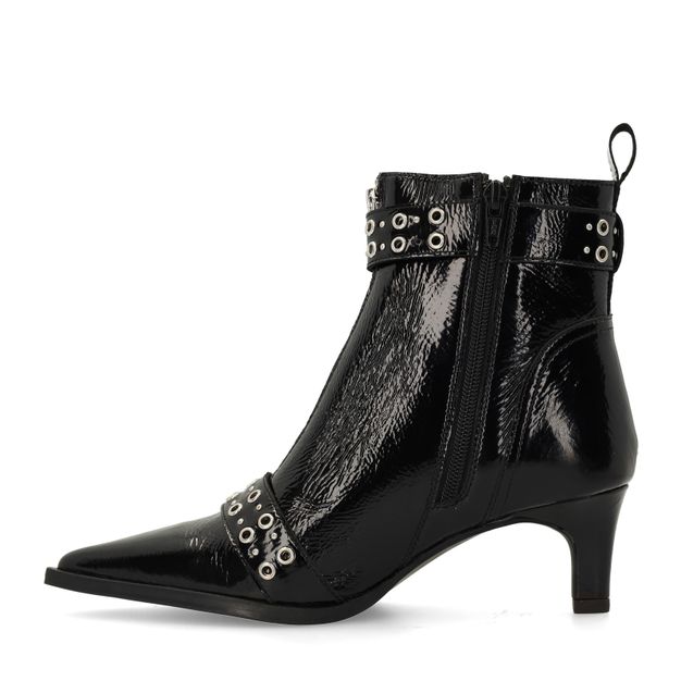 Bottines en cuir verni avec boucles - noir