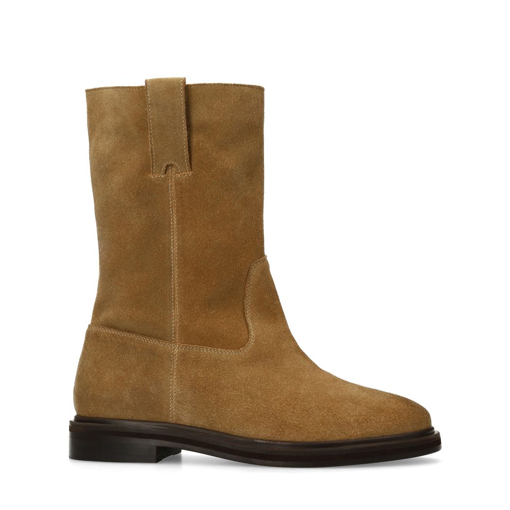 Beige suède enkellaarsjes