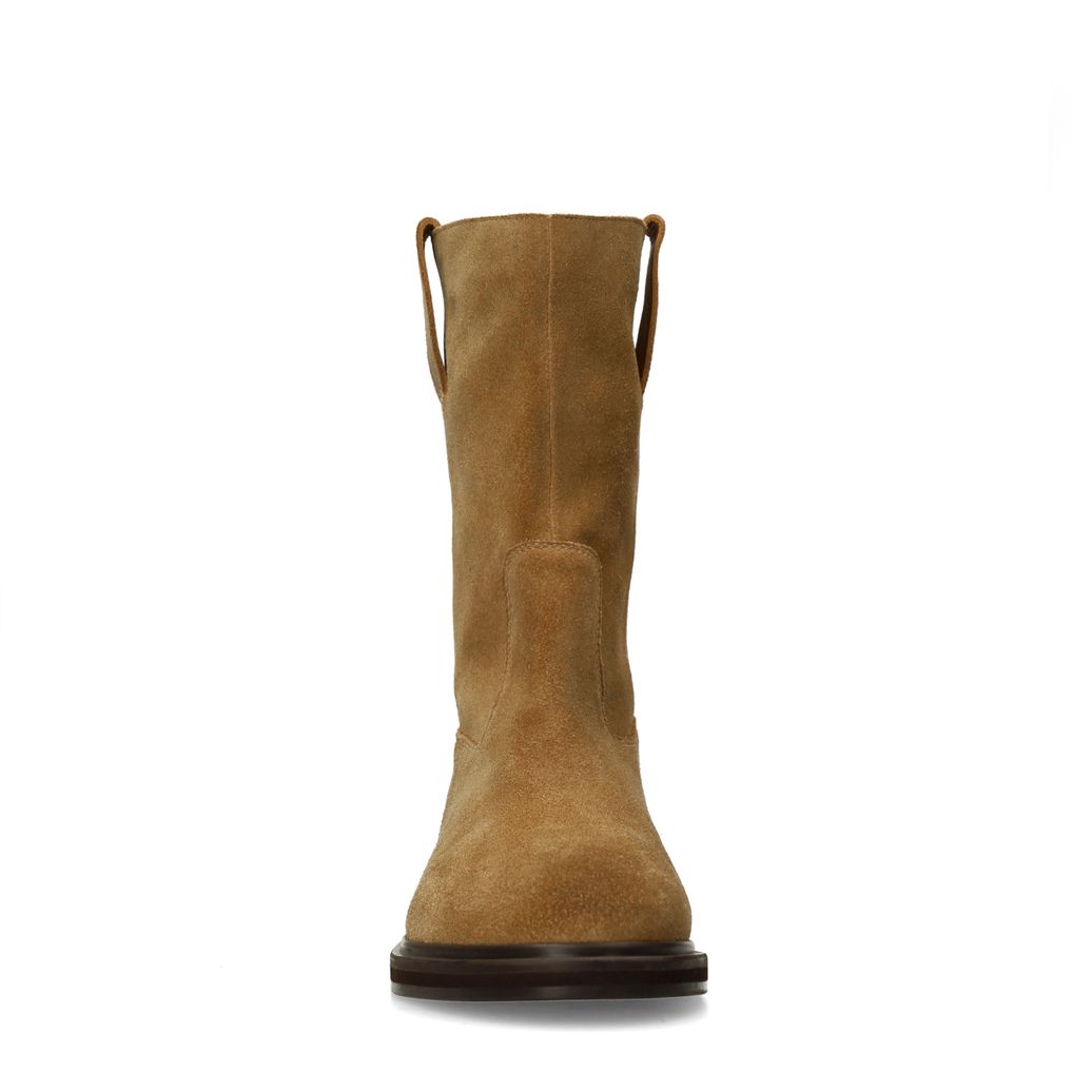 Beige suède enkellaarsjes