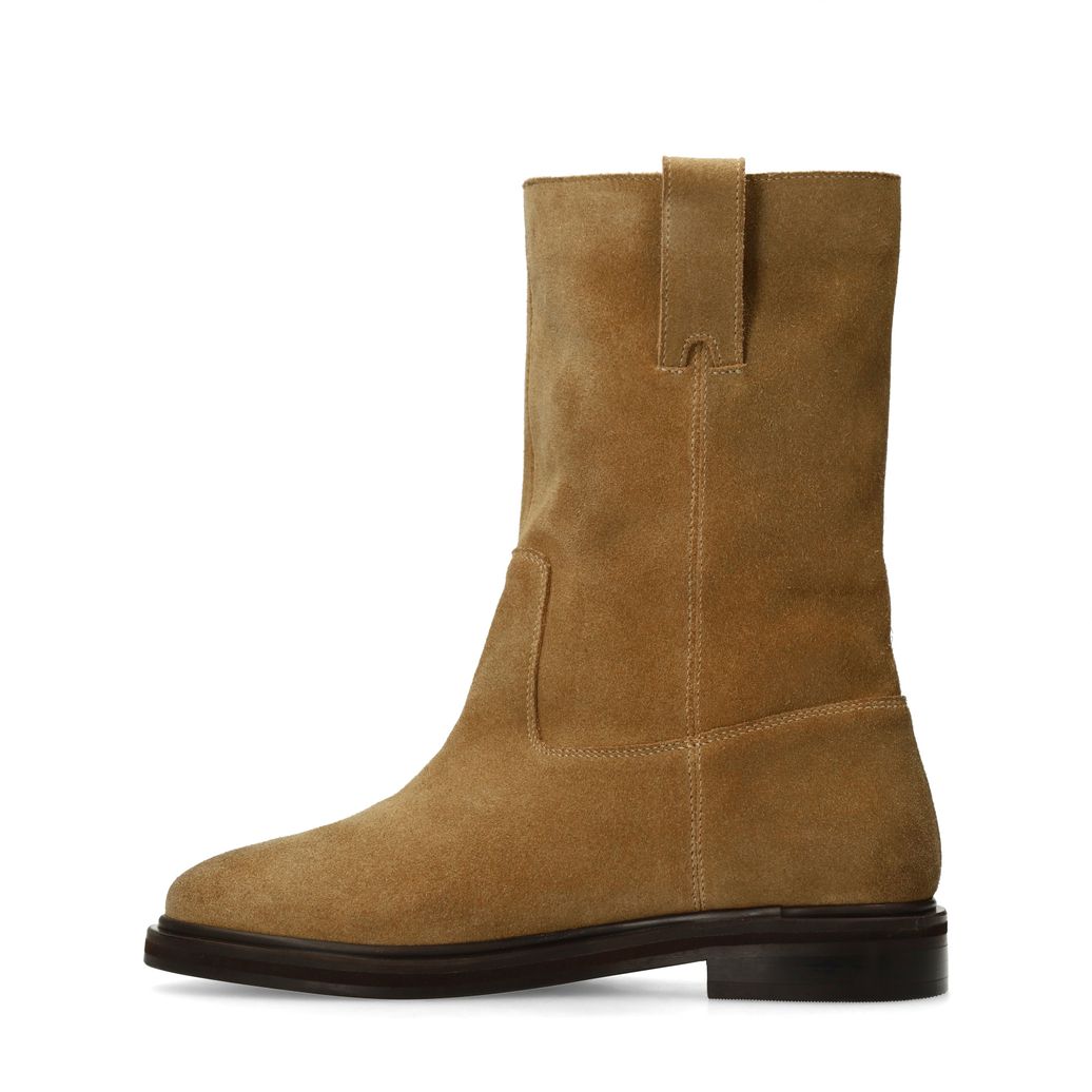 Beige suède enkellaarsjes