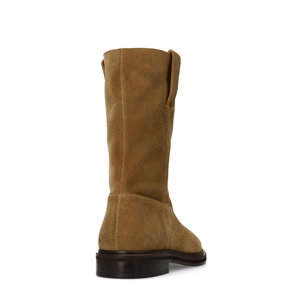Beige suède enkellaarsjes