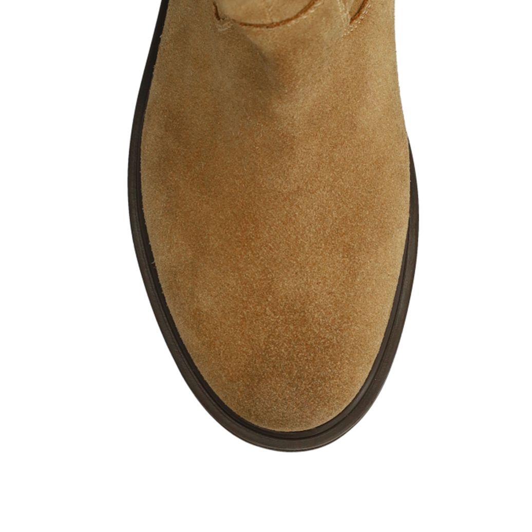 Beige suède enkellaarsjes