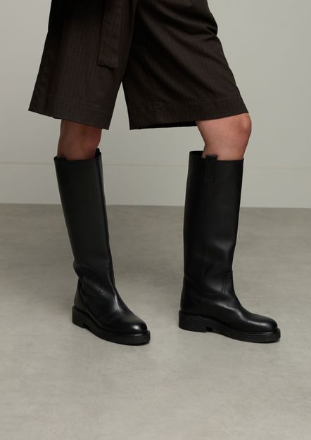 Bottes hautes en cuir - noir
