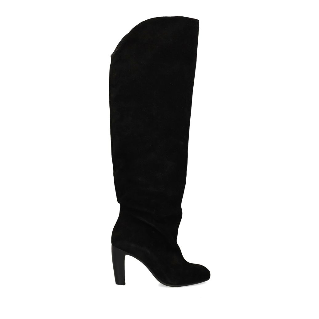 Bottes hautes à talon en daim - noir