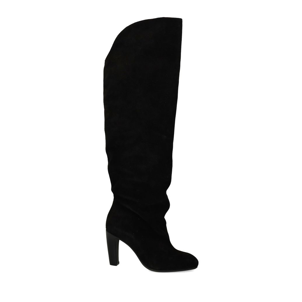 Bottes hautes à talon en daim - noir