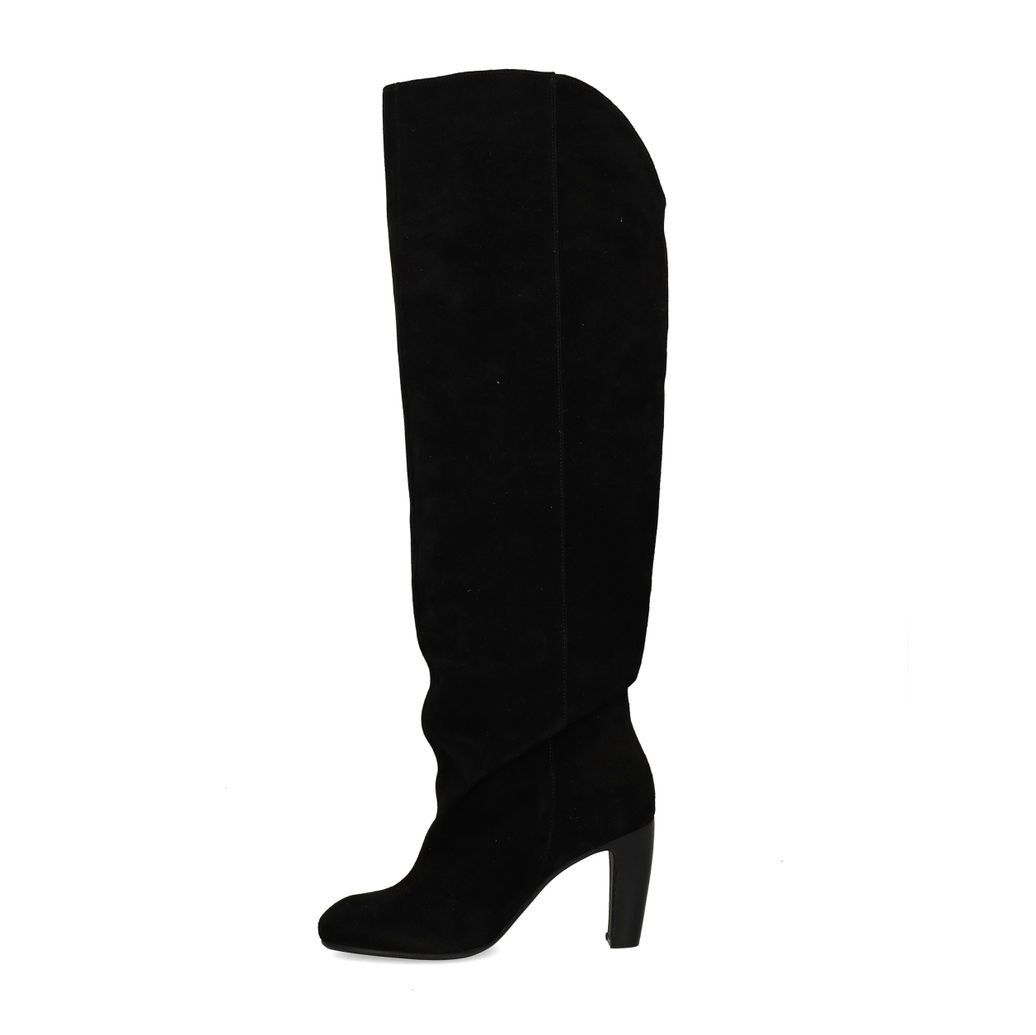Bottes hautes à talon en daim - noir