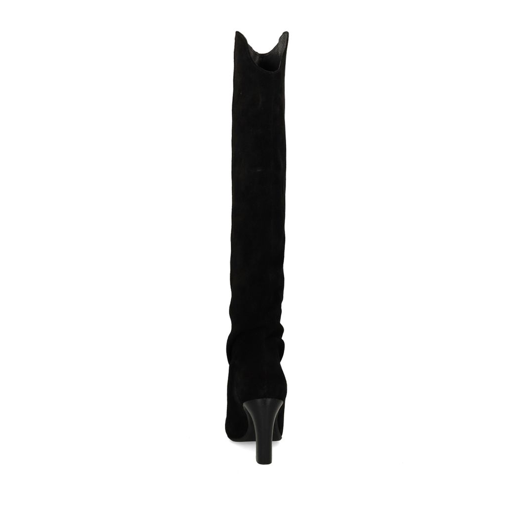 Bottes hautes à talon en daim - noir