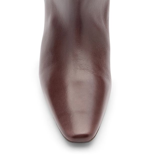 Bottes hautes à talon en cuir - marron