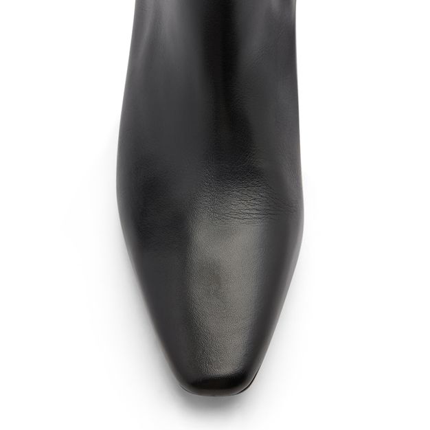 Schwarze Lederstiefel mit Absatz