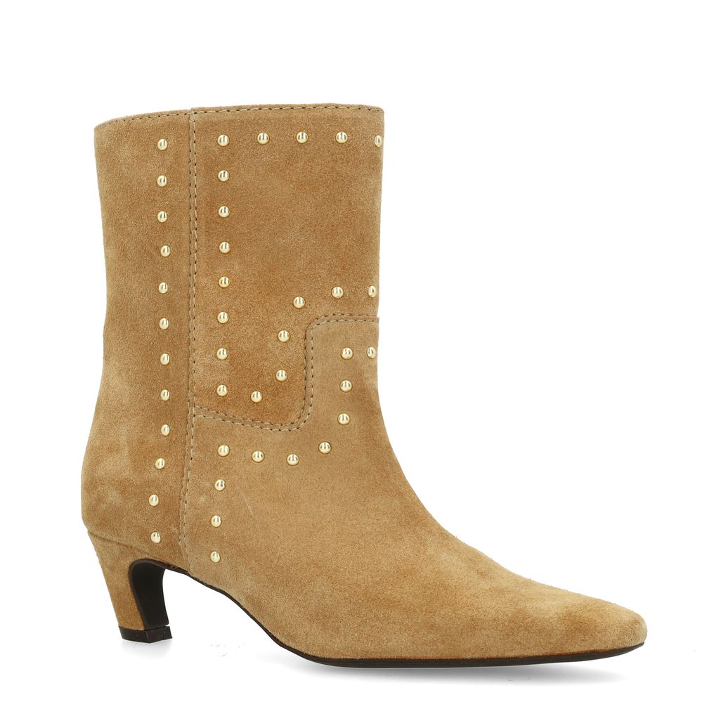 Bottines en daim avec clous - beige