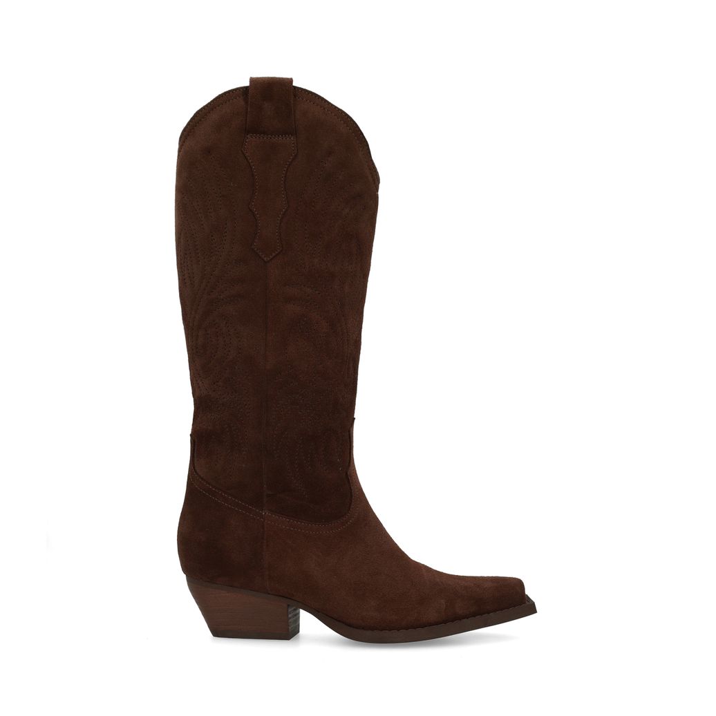 Santiags en daim avec surpiqûres - marron