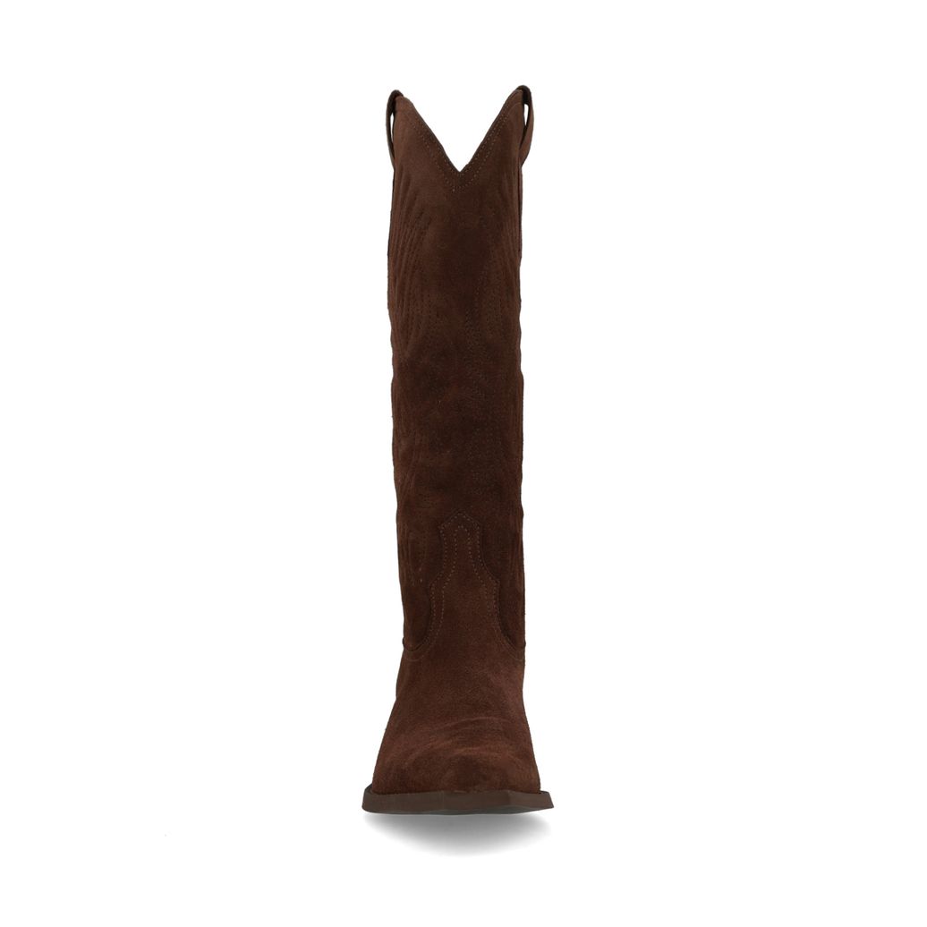 Santiags en daim avec surpiqûres - marron