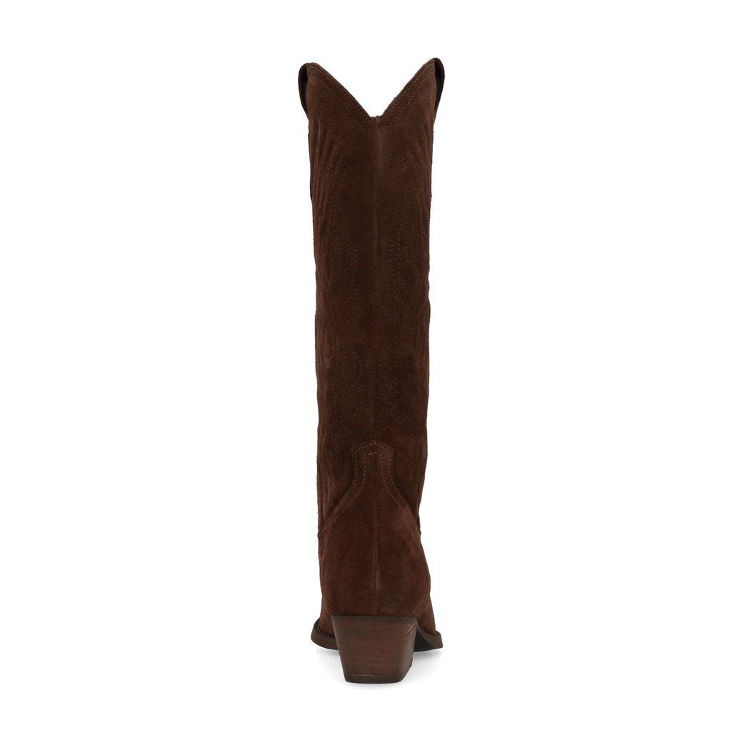 Santiags en daim avec surpiqûres - marron
