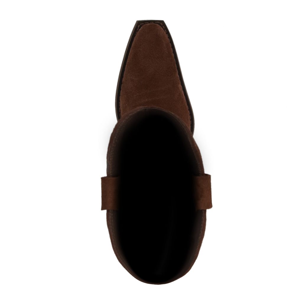 Santiags en daim avec surpiqûres - marron