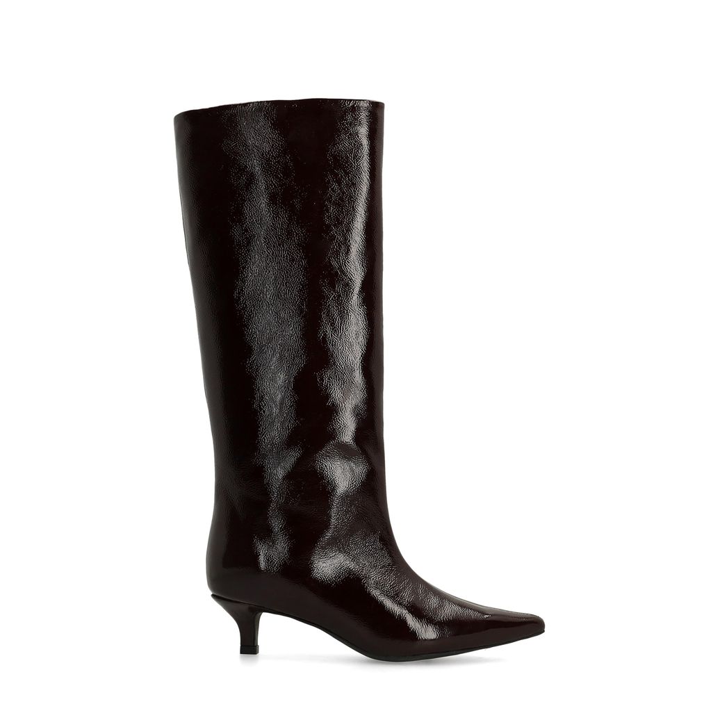 Bottes hautes en cuir verni - rouge
