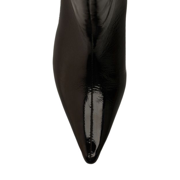 Bottes hautes en cuir verni avec petit talon - noir