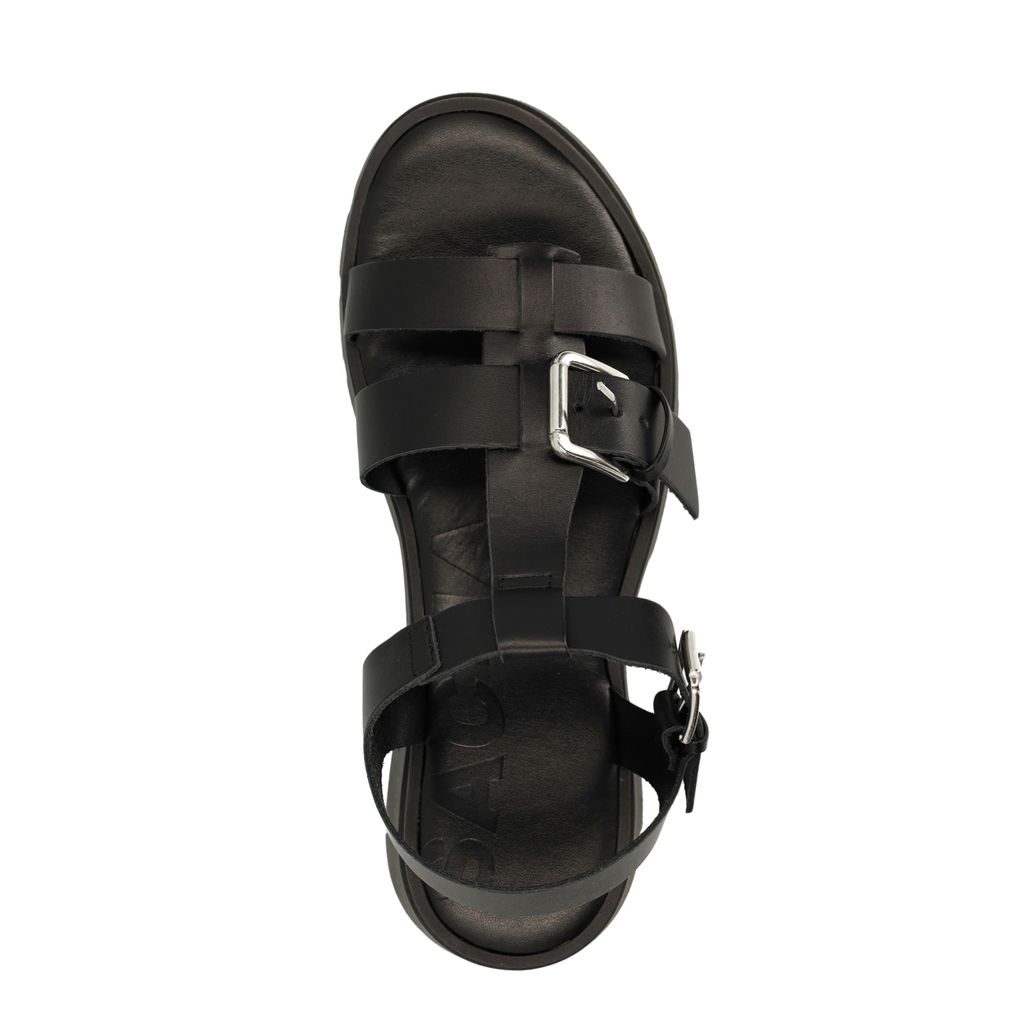 Zwarte plateau sandalen met zilverkleurige buckles