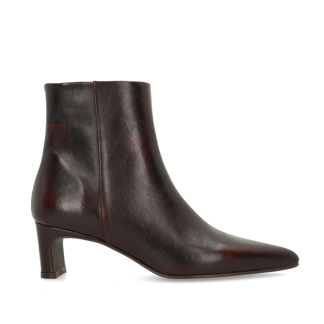 Bottines à talon en cuir - rouge