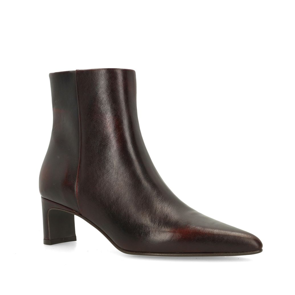 Bottines à talon en cuir - rouge