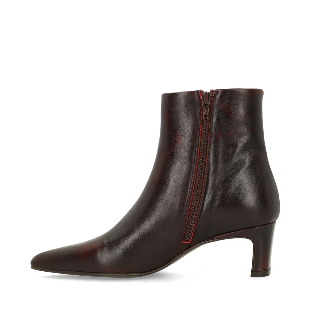Bottines à talon en cuir - rouge