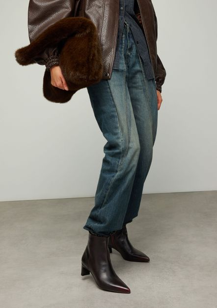 Bottines à talon en cuir - rouge