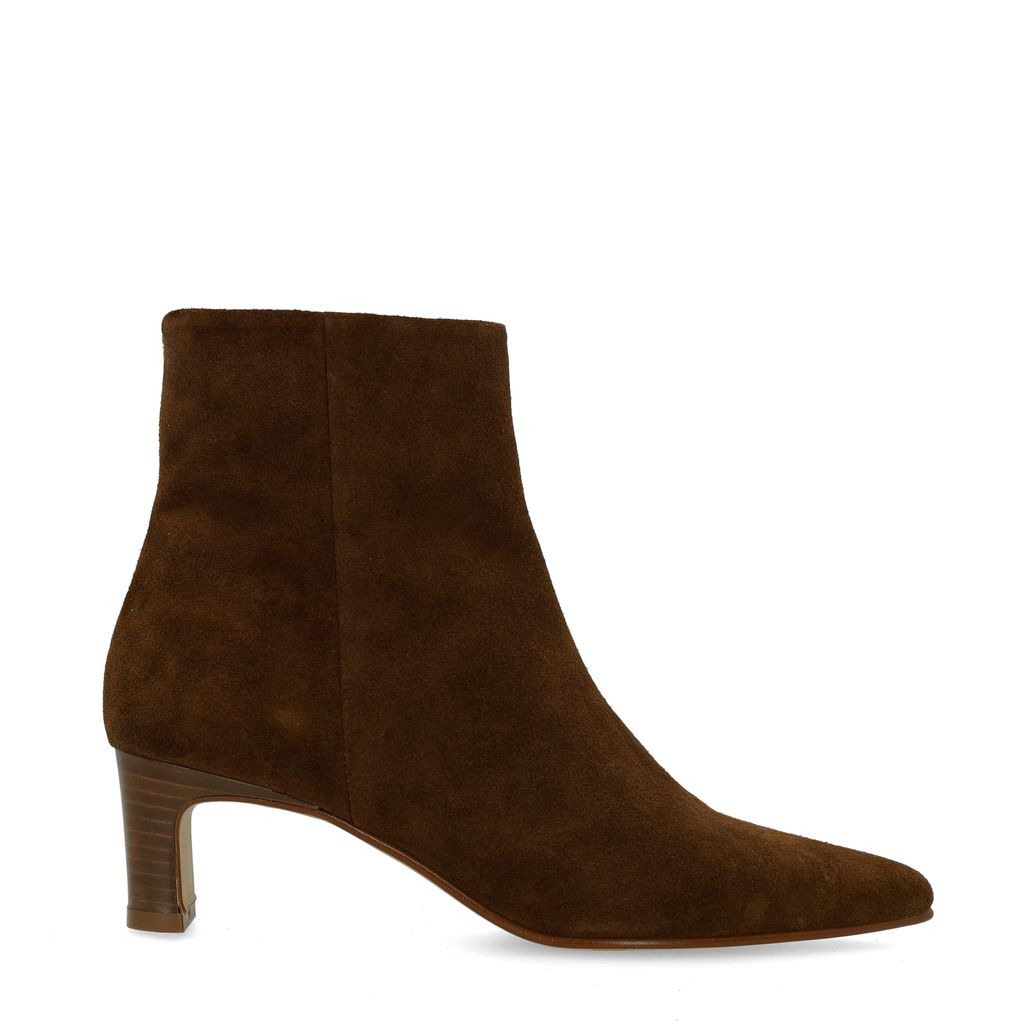 Braune Veloursleder-Stiefeletten mit Absatz