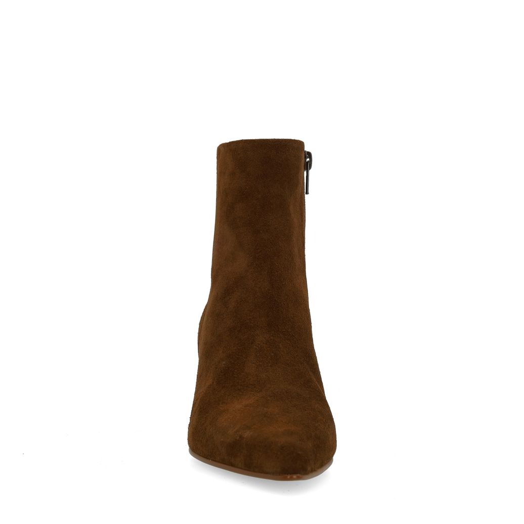 Braune Veloursleder-Stiefeletten mit Absatz
