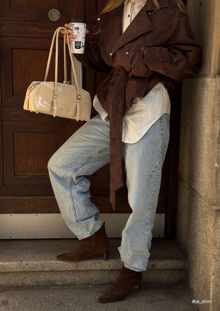 Bottines à talon en daim - marron