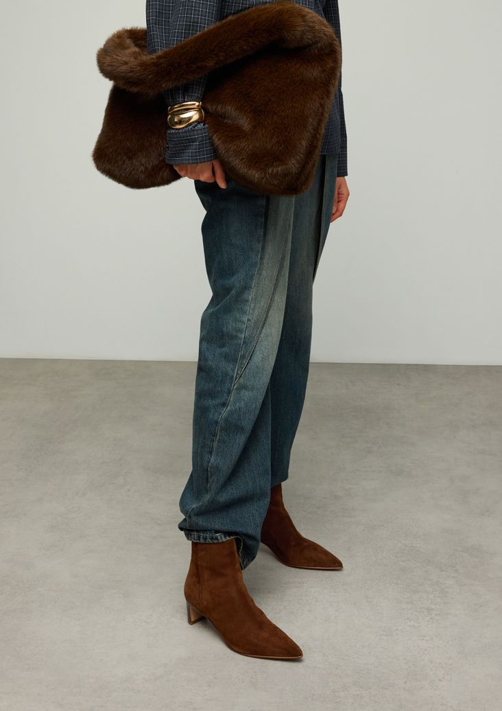 Bottines à talon en daim - marron