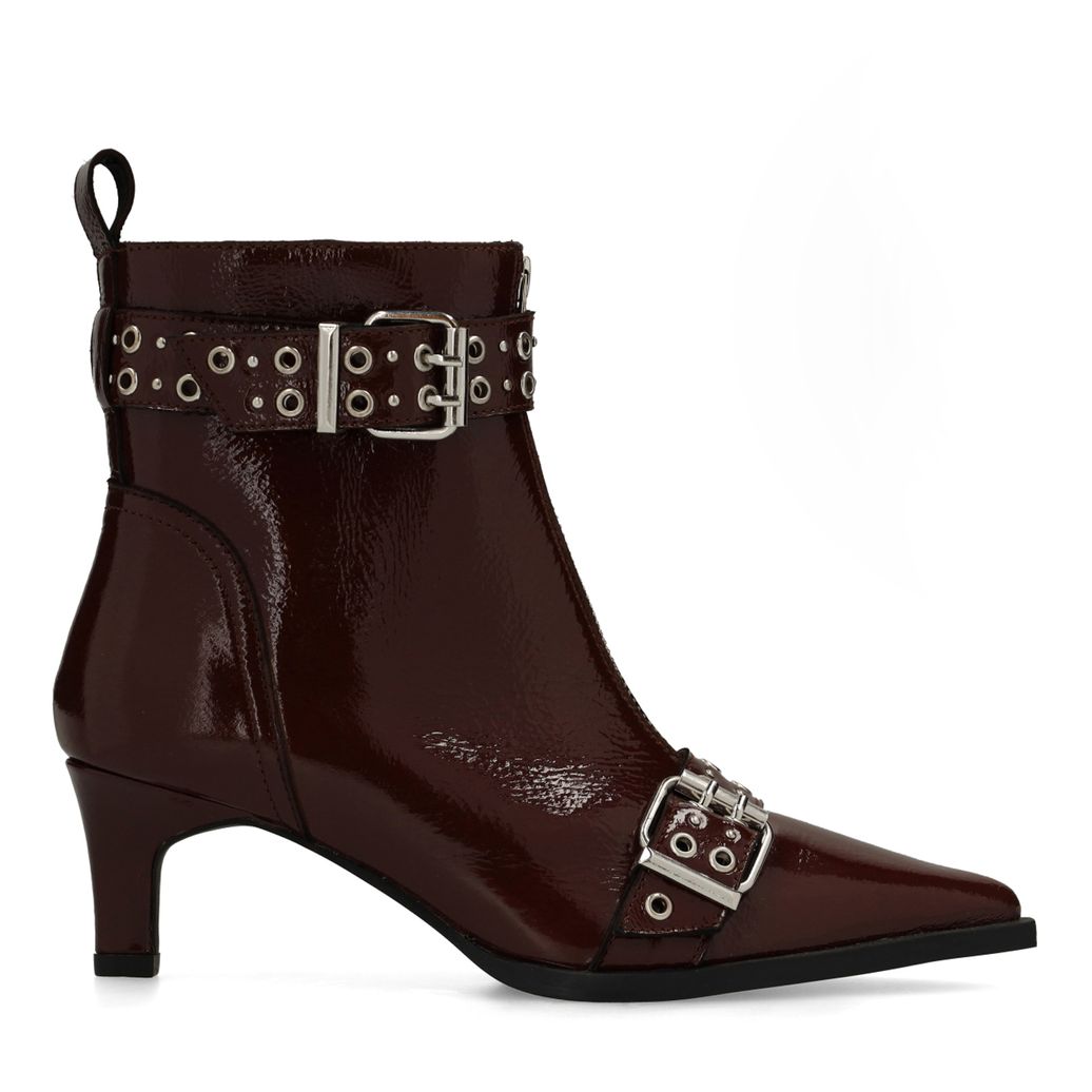 Bottines en cuir verni avec boucles - rouge
