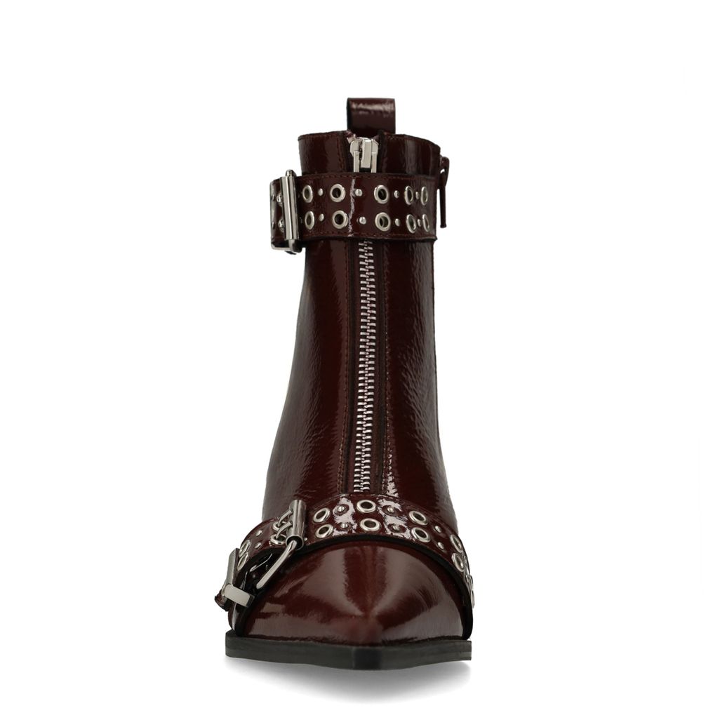 Bottines en cuir verni avec boucles - rouge