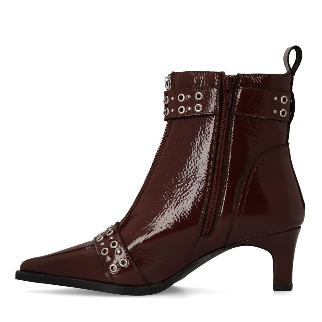 Bottines en cuir verni avec boucles - rouge