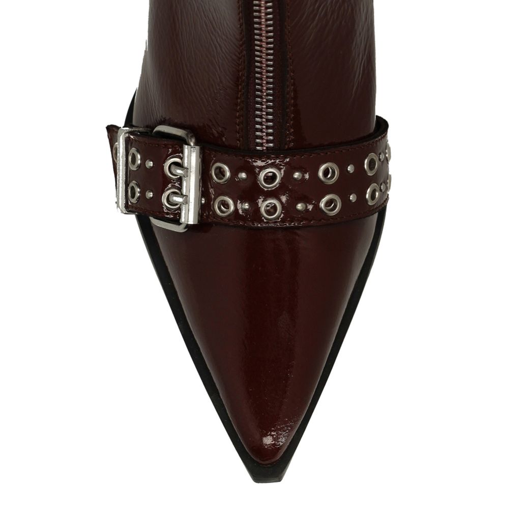 Bottines en cuir verni avec boucles - rouge