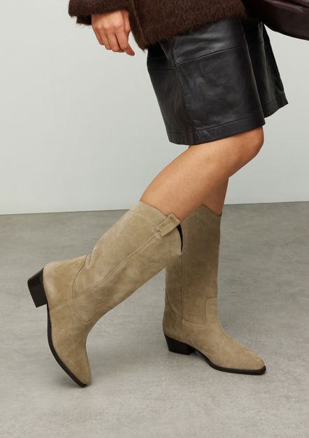 Beige suède cowboylaarzen