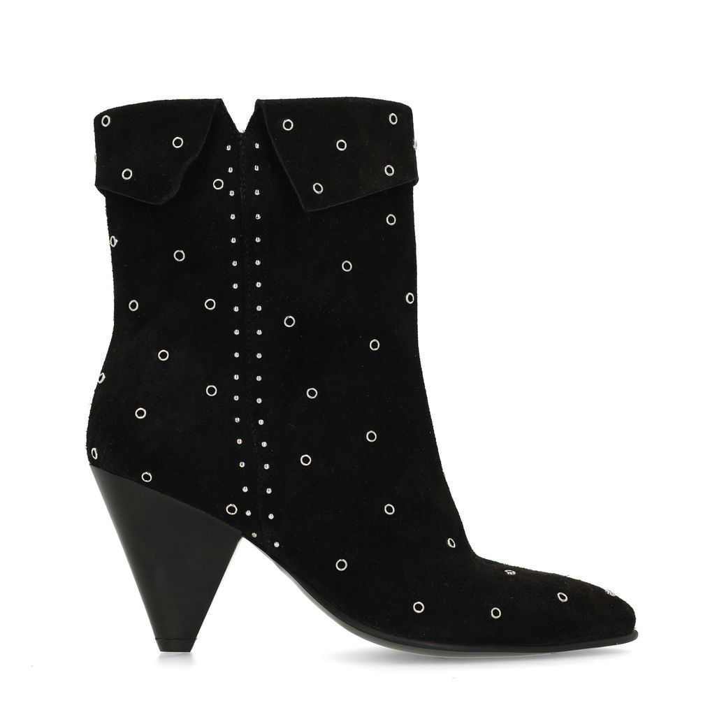 Zwarte suède enkellaarsjes met studs