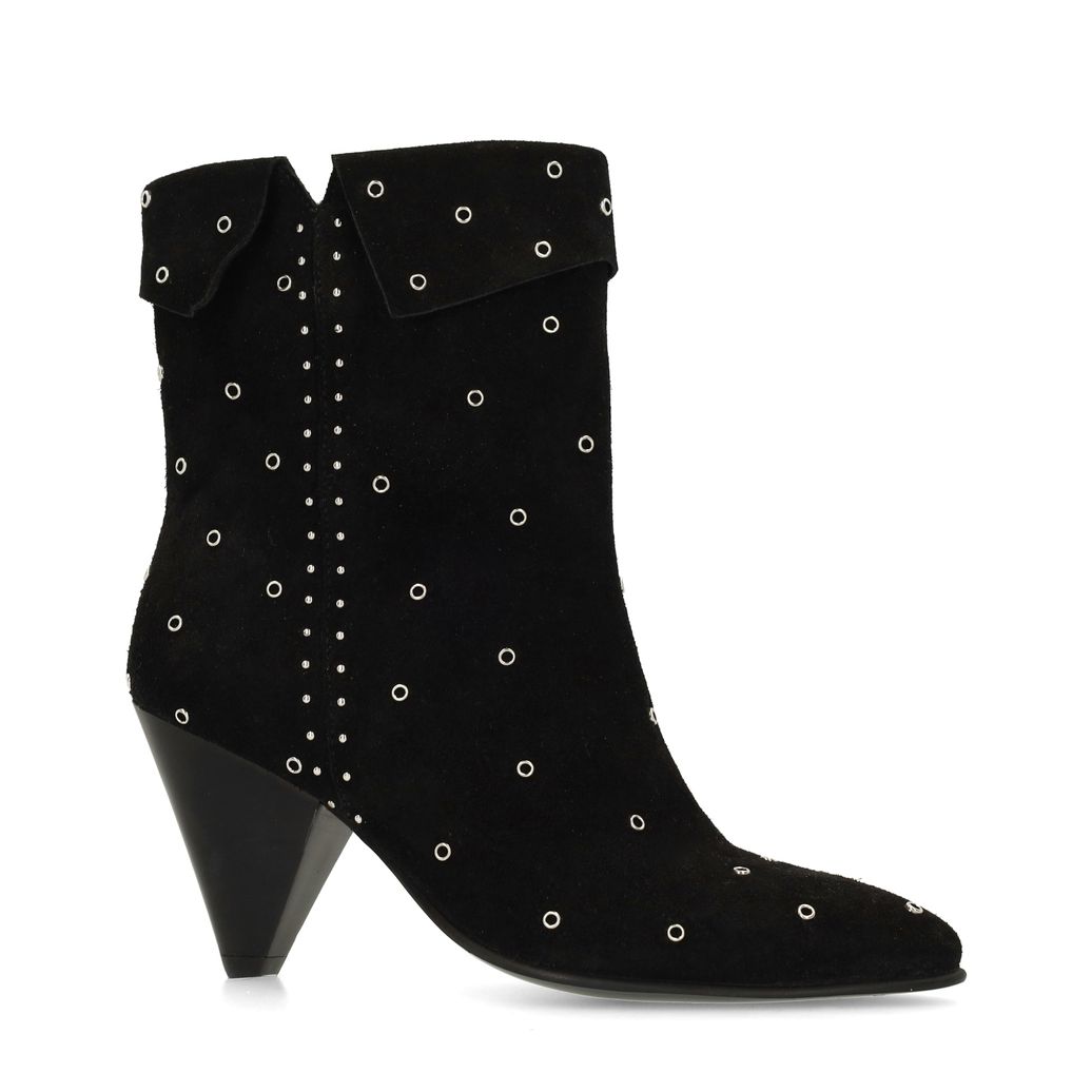 Zwarte suède enkellaarsjes met studs