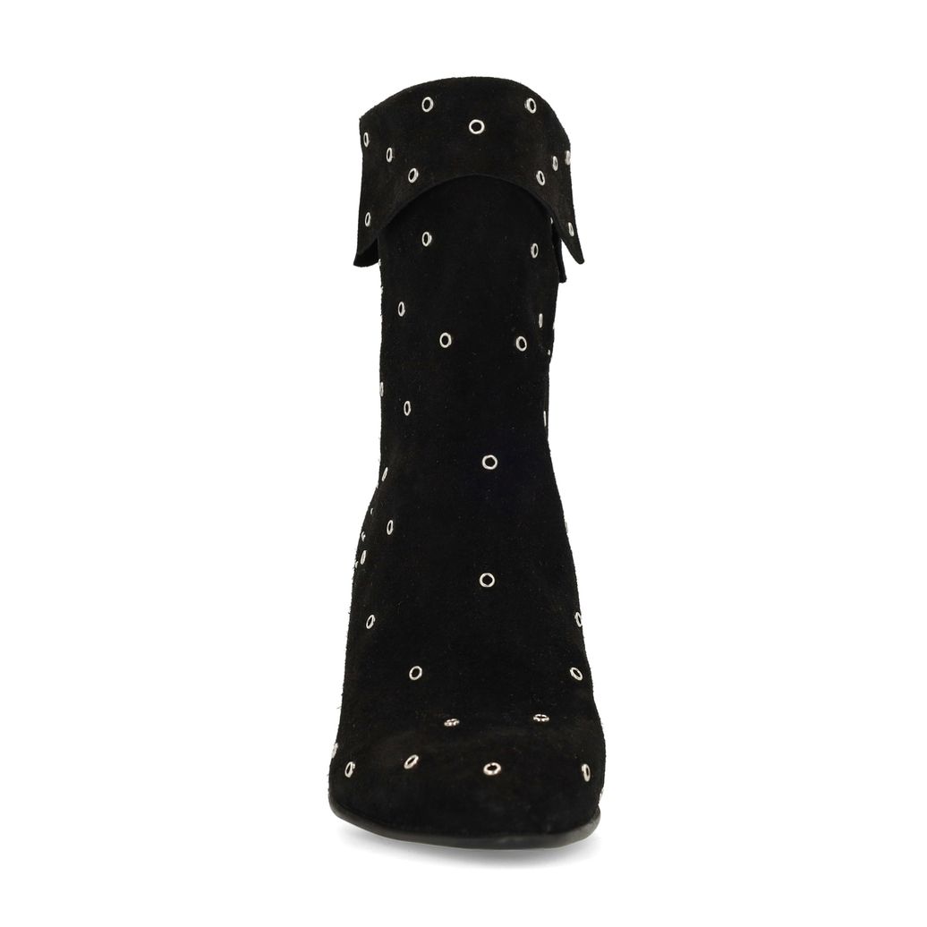 Schwarze Veloursleder-Stiefeletten mit Nieten