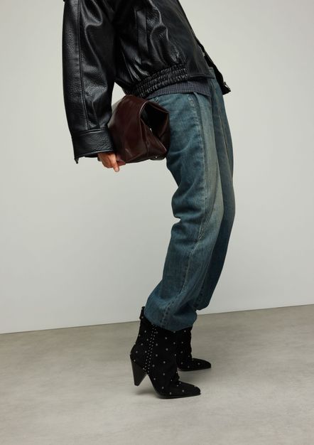 Bottines en daim avec clous - noir