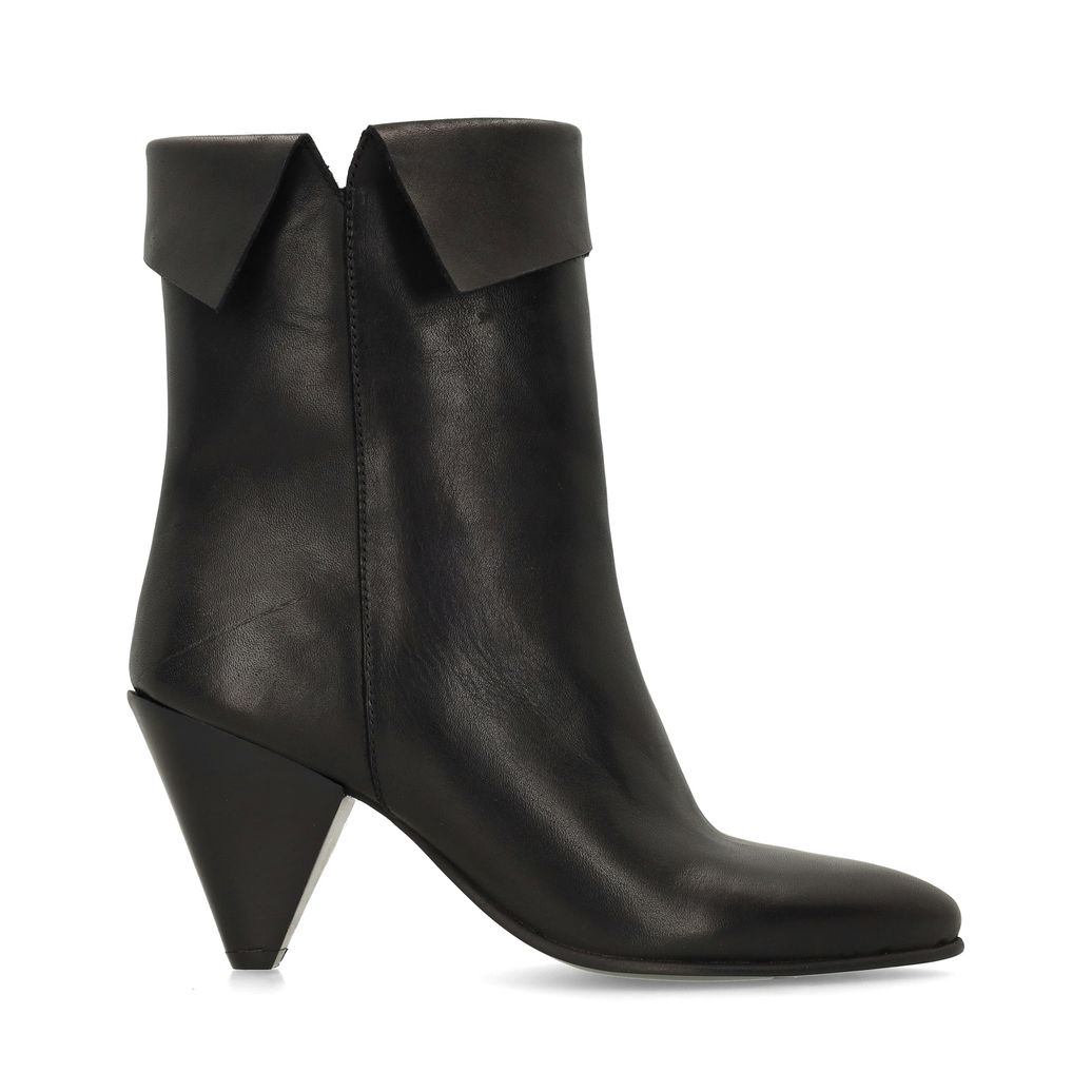 Bottines à talon en cuir - noir