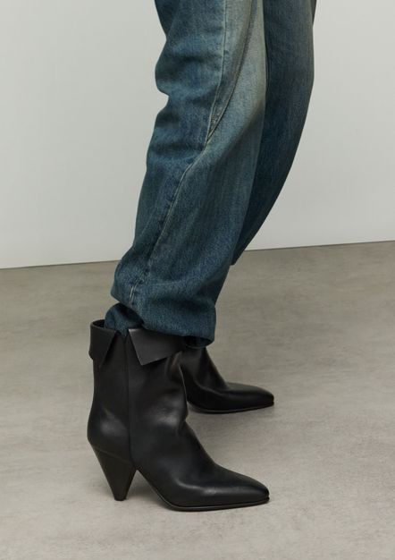 Bottines à talon en cuir - noir
