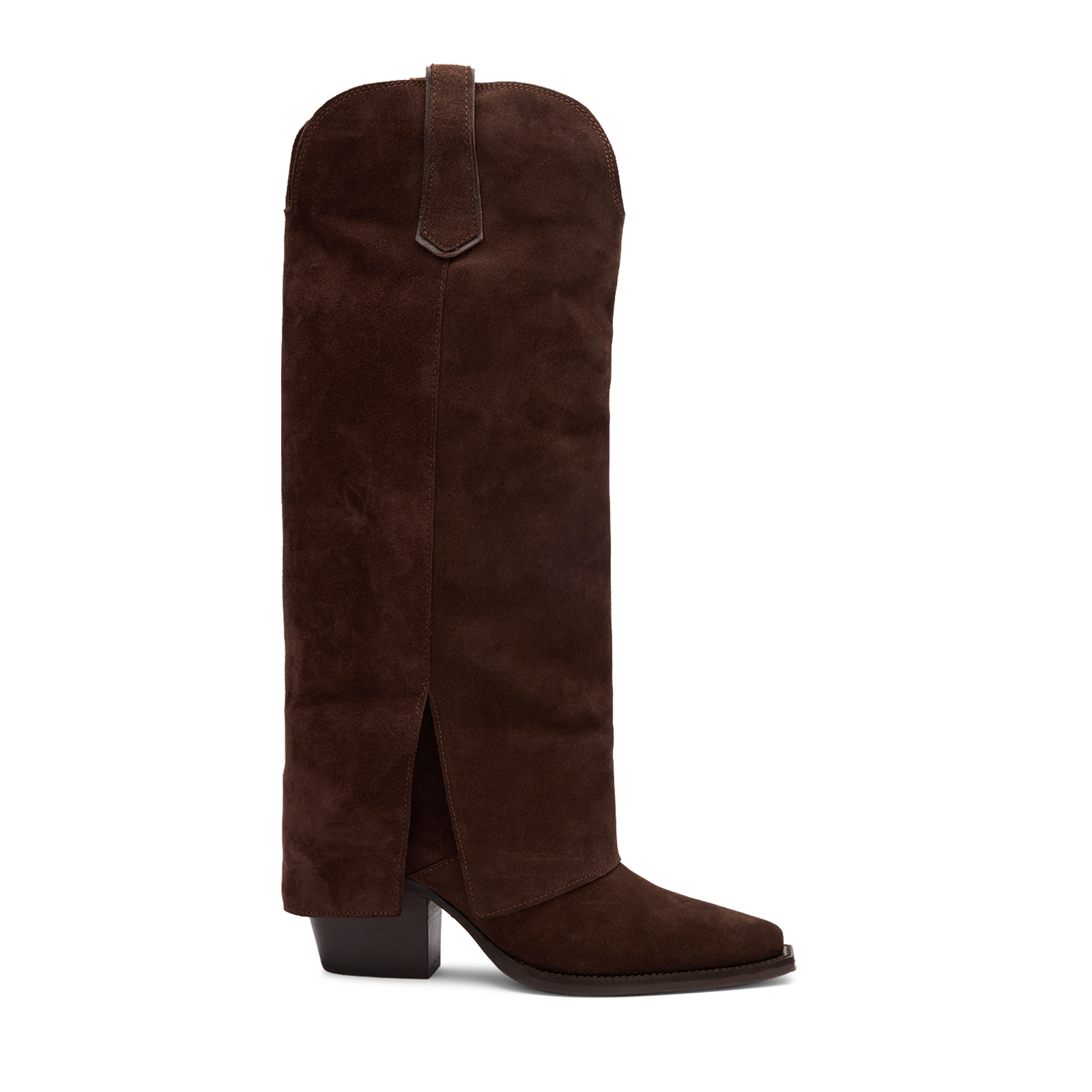 Bruine suède cowboylaarzen met flap
