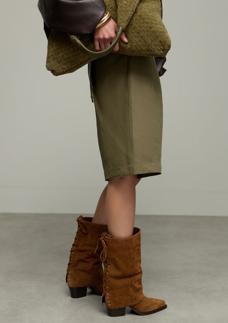 Bottines en daim avec rabat - marron