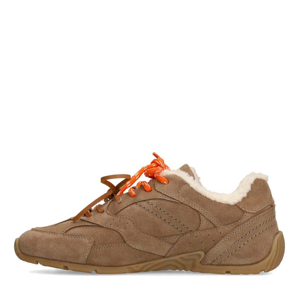 Bruine suède sneakers met dubbele veters
