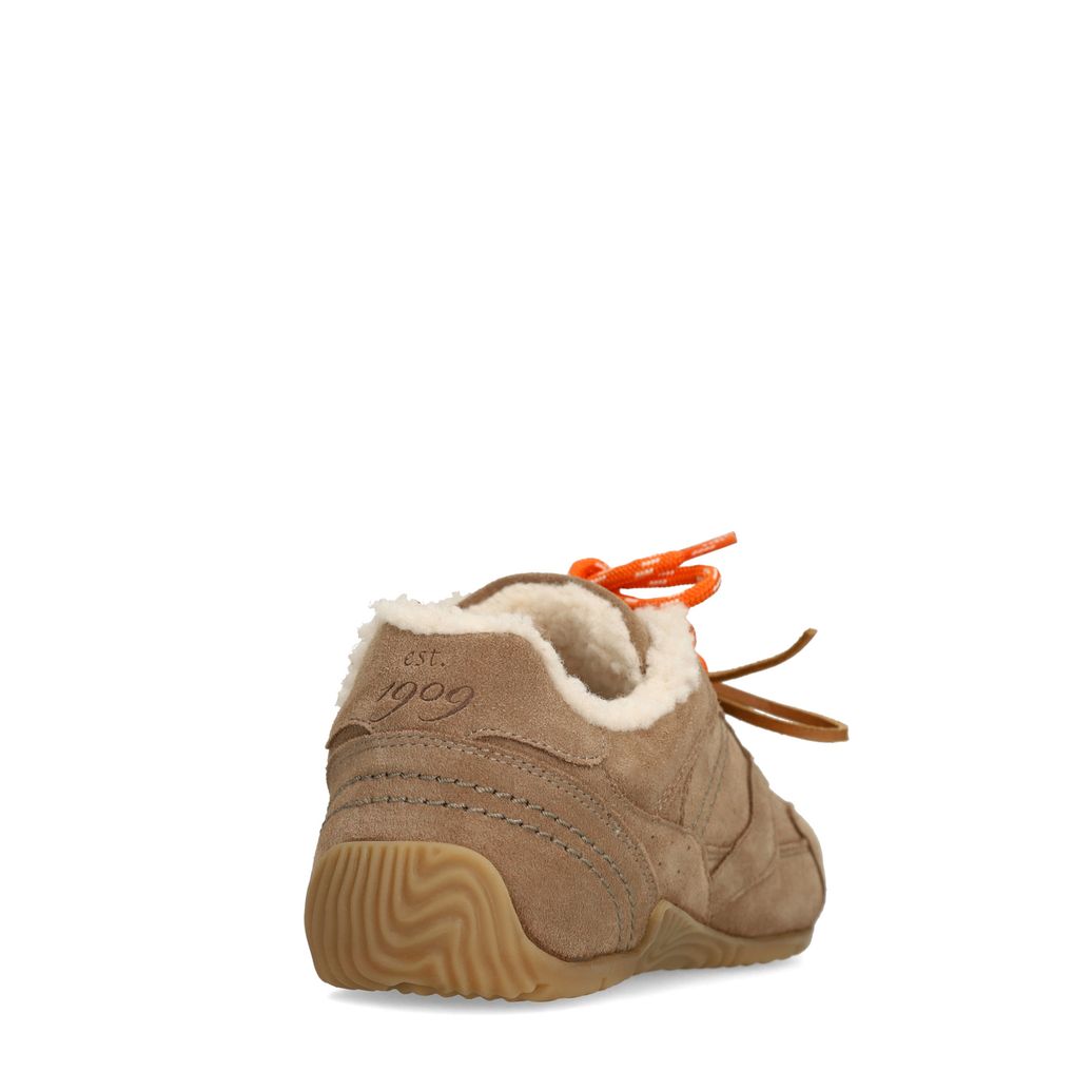 Bruine suède sneakers met dubbele veters