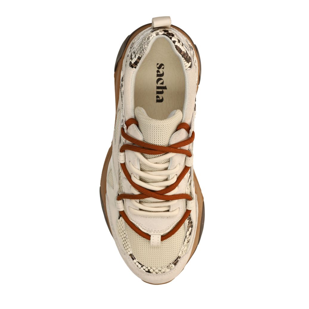 Witte sneakers met snake details