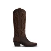 Bruine leren cowboylaarzen met sierstiksels