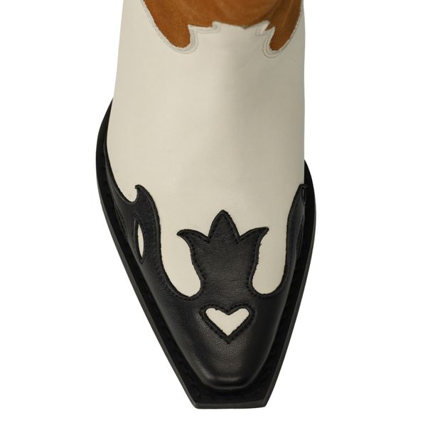 Santiags en cuir avec surpiqûres décoratives - marron